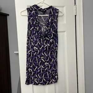 Purple and white ribbons no sleeve blouse